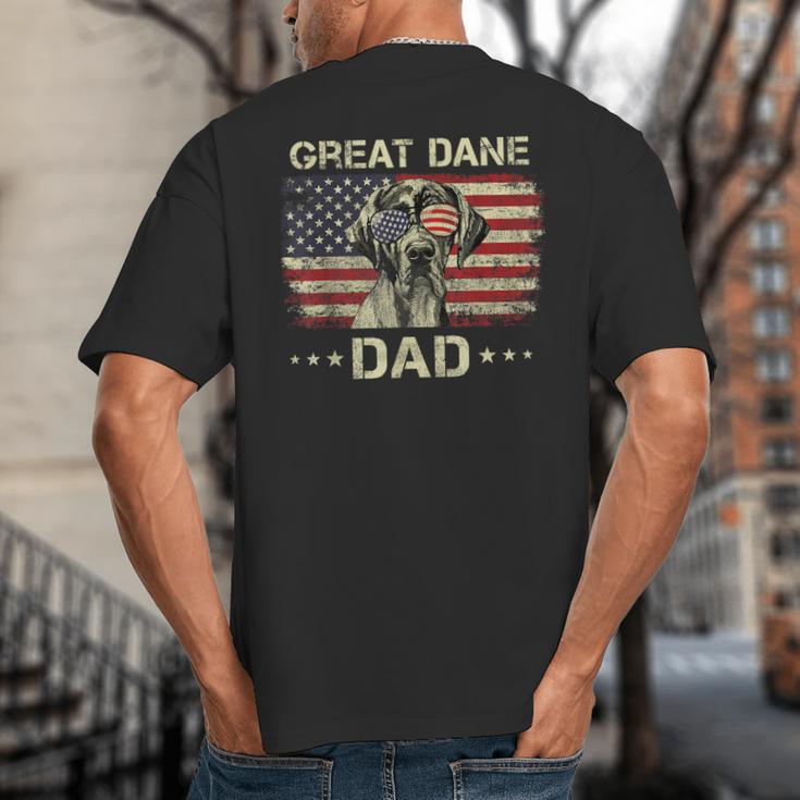 Great Dane Dad Dog Lovers American Flag 4th Of July Big And Tall Men's T-Shirt Back Print