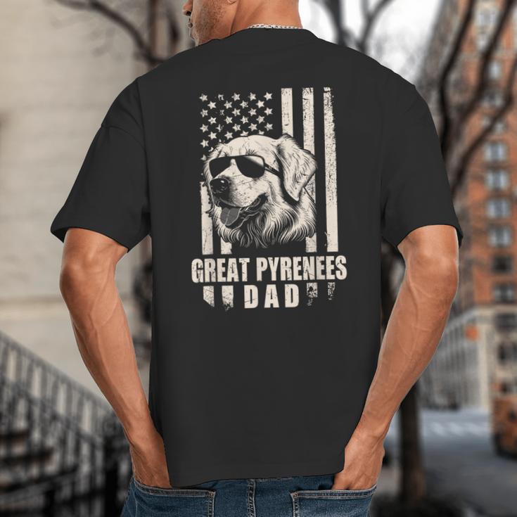 Great Pyrenees Dog Dad American Flag For Father Men Big And Tall Men's T-Shirt Back Print