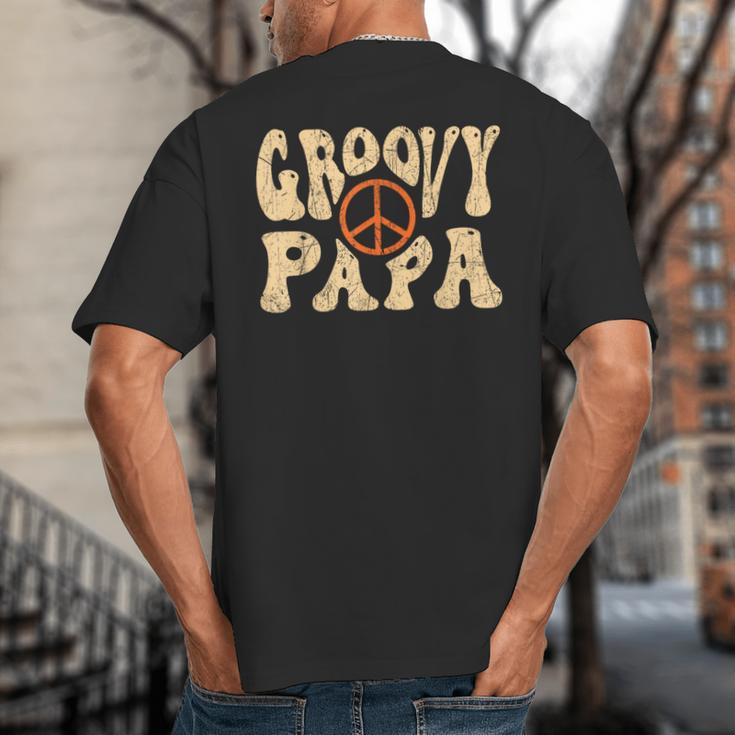 Groovy Papa 70s Aesthetic Nostalgia 1970's Retro Dad Big And Tall Men's T-Shirt Back Print