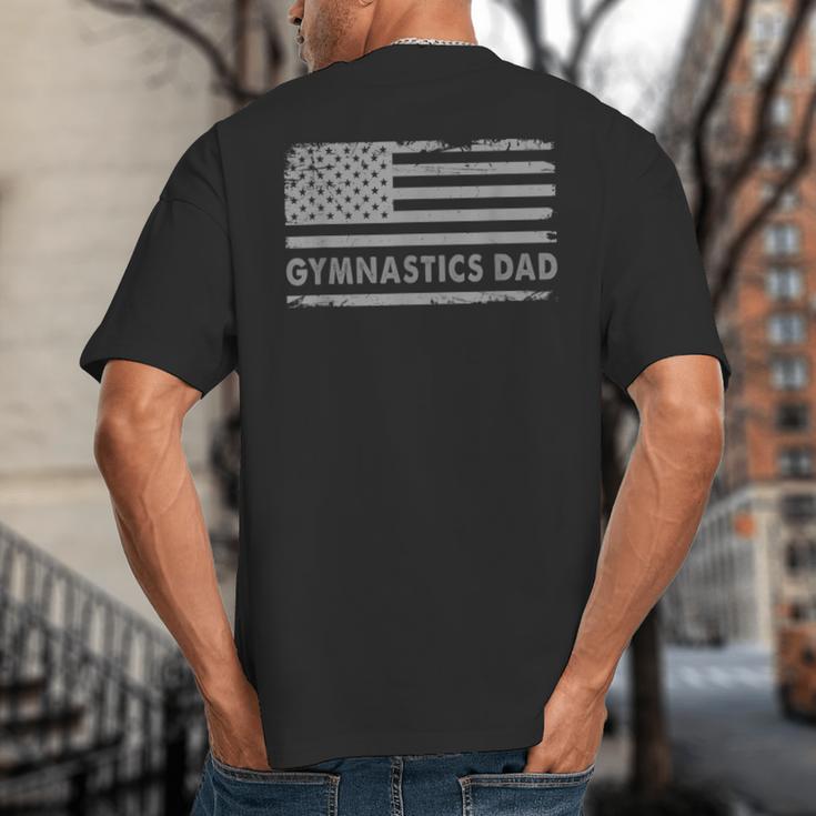 Gymnast Cheer Dad Gymnastics Dad US Flag Gymnastics Dad For Fathers Short Sleeve Small Big And Tall Men's T-Shirt Back Print
