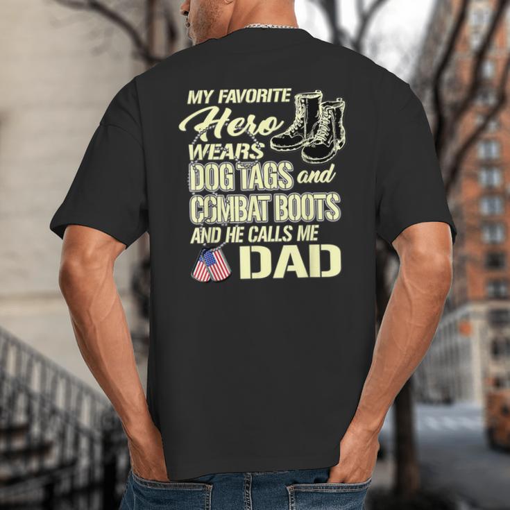 Hero Wears Dog Tags Combat Boots Proud Army Dad Father Big And Tall Men's T-Shirt Back Print