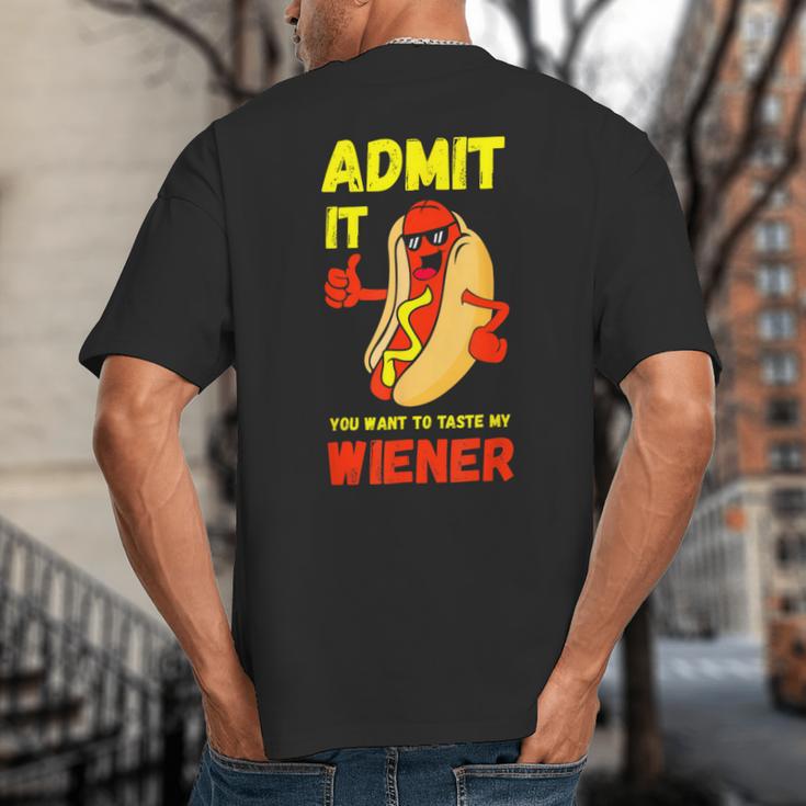 Hilarious Hot Dog Dad Joke Text Pun Dirty Joke -Barbecue Big And Tall Men's T-Shirt Back Print