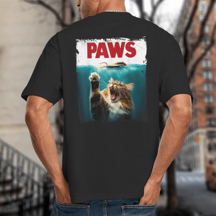Humorous Paws Parody Cat Mouse For Cat Lover Cat Mom Cat Dad Big And Tall Men's T-Shirt Back Print