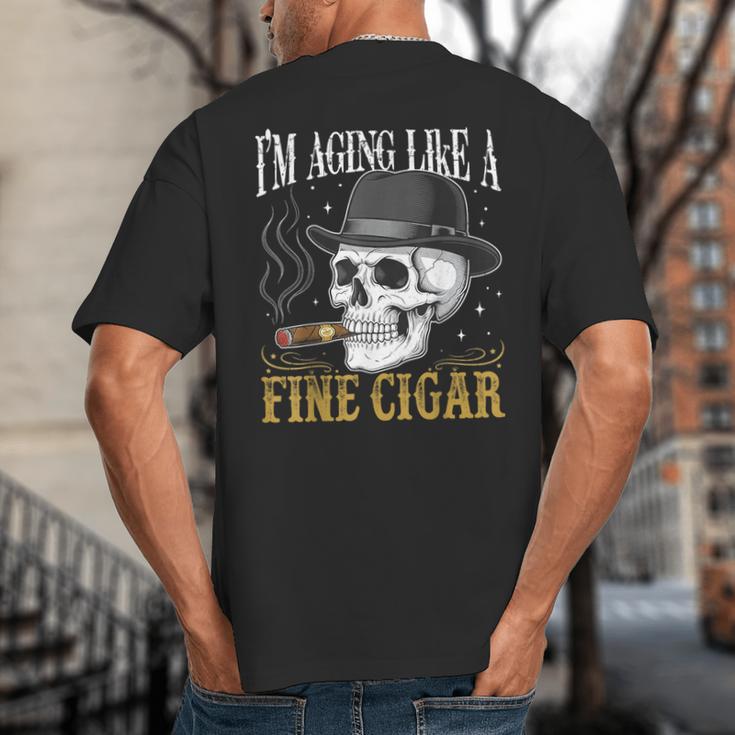 I'm Aging Like a Fine Cigar Skull Dad Retro Adult Big And Tall Men's T-Shirt Back Print