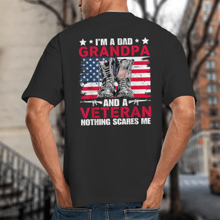 I'm A Dad Grandpa And Veteran Papa Grandpa Fathers Day Men Big And Tall Men's T-Shirt Back Print
