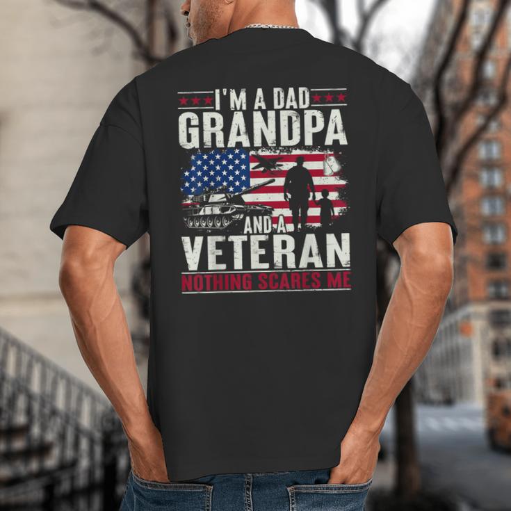 I'm A Dad Grandpa And Veteran Retro Papa Grandpa Big And Tall Men's T-Shirt Back Print