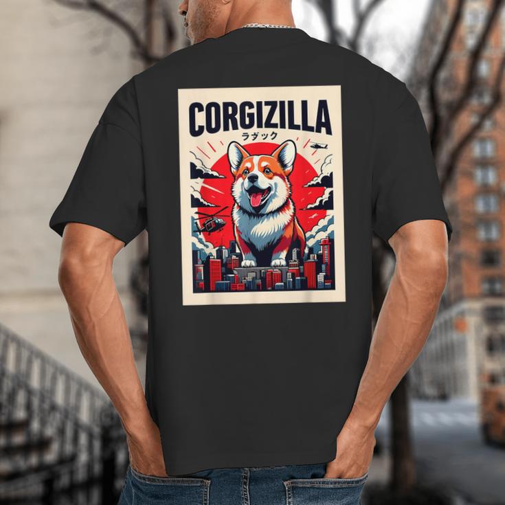 Japanese Art Corgi Dog Mom Dad Big And Tall Men's T-Shirt Back Print