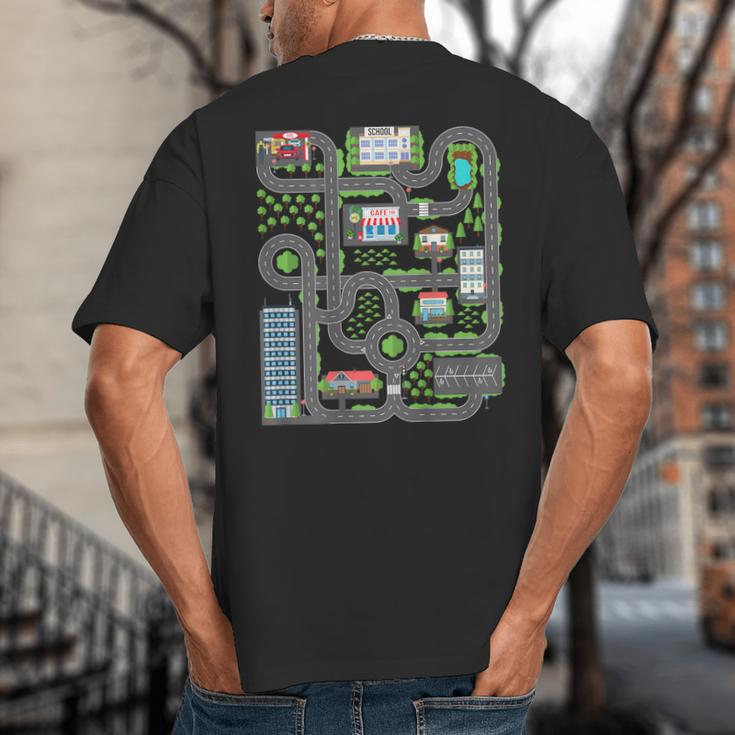 Kid Play Cars On Dad Back Race Track Mat Fathers Day Big And Tall Men's T-Shirt Back Print