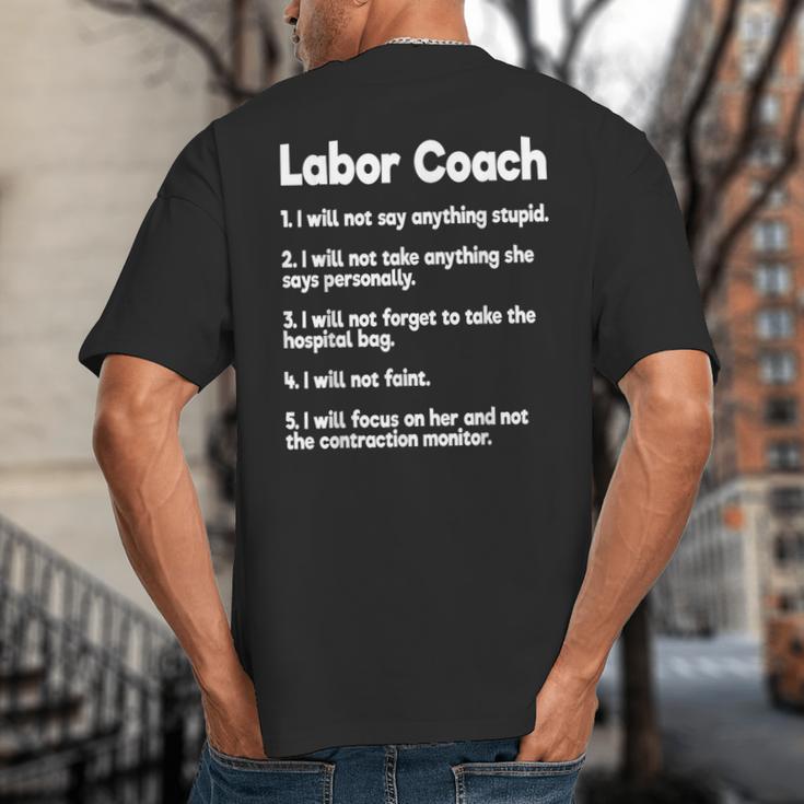 Labor Coach Expecting Dad Rules Papa Baby Big And Tall Men's T-Shirt Back Print Labor Coach Expecting Dad Rules Papa Baby Big And Tall Men's T-Shirt Back Print