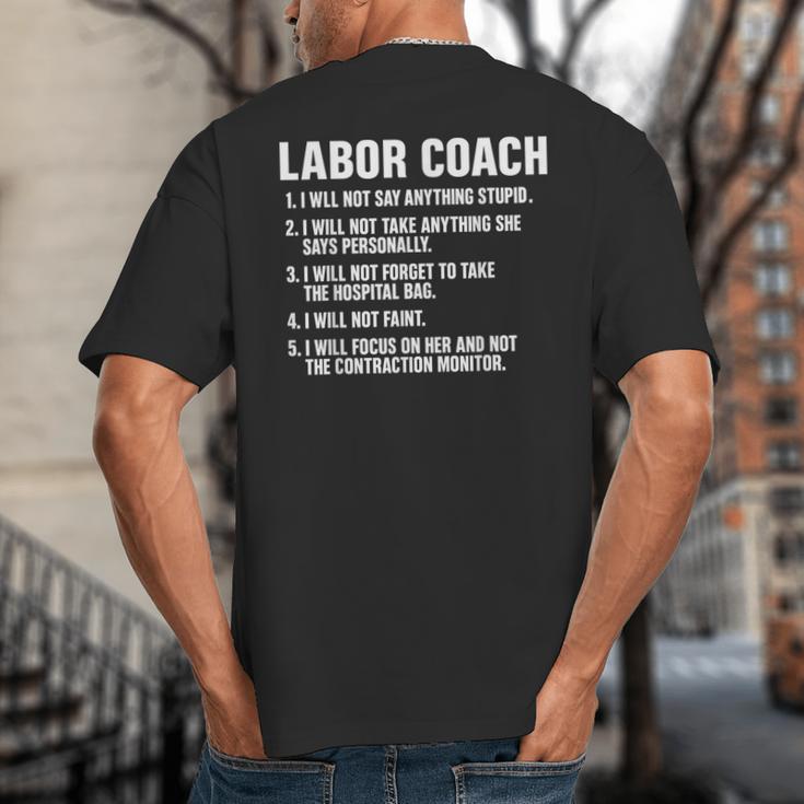 Labor Coach New Mom New Dad Hospital New Baby Shower Big And Tall Men's T-Shirt Back Print