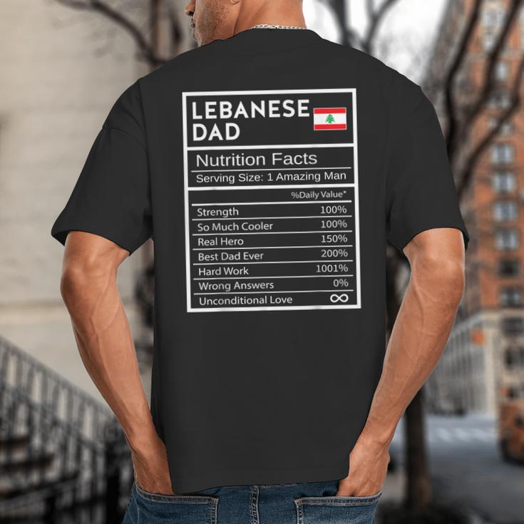 Lebanese Dad Nutrition Facts National Pride For Dad Big And Tall Men's T-Shirt Back Print