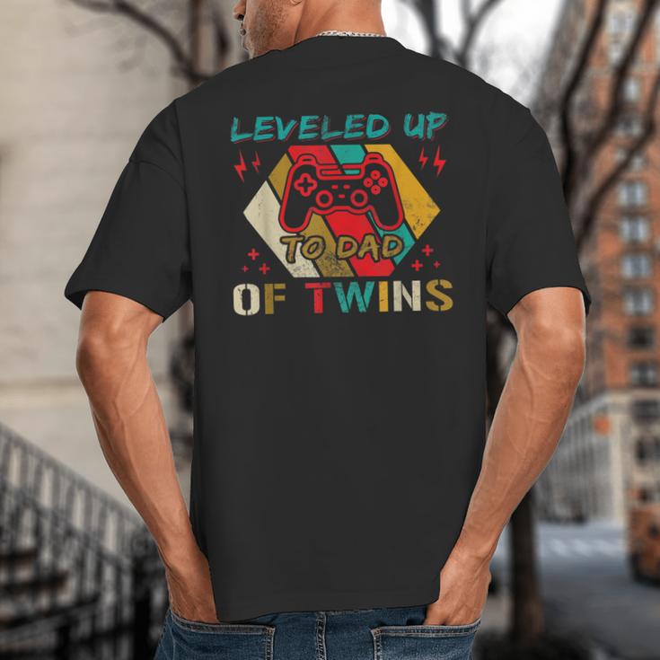 Leveled Up To Dad Of Twins Video Gamer Gaming Big And Tall Men's T-Shirt Back Print