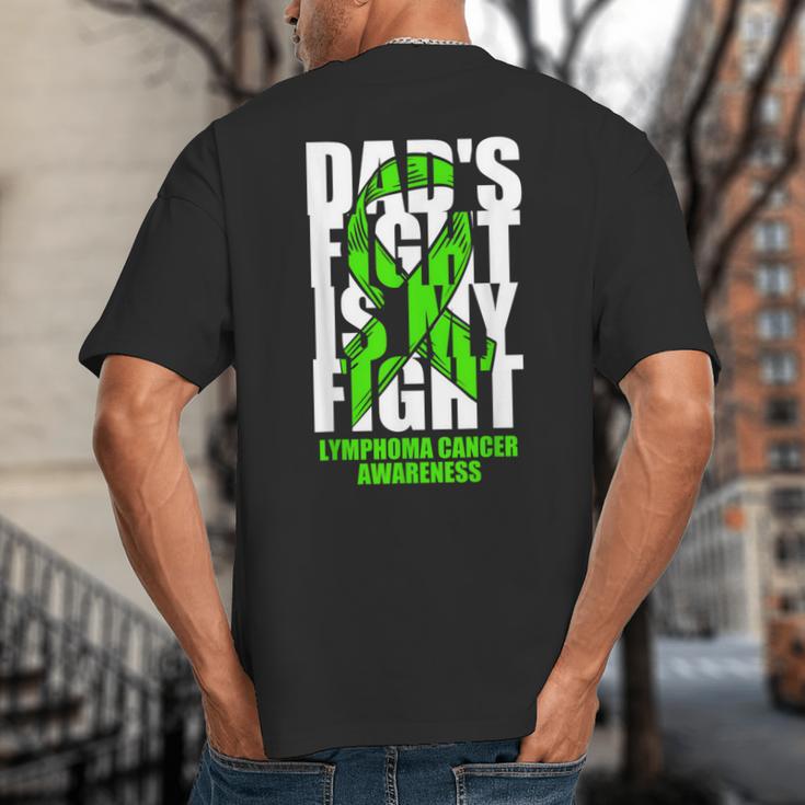 Lymphoma Cancer Awareness Lime Green Ribbon Dad's Fight Big And Tall Men's T-Shirt Back Print