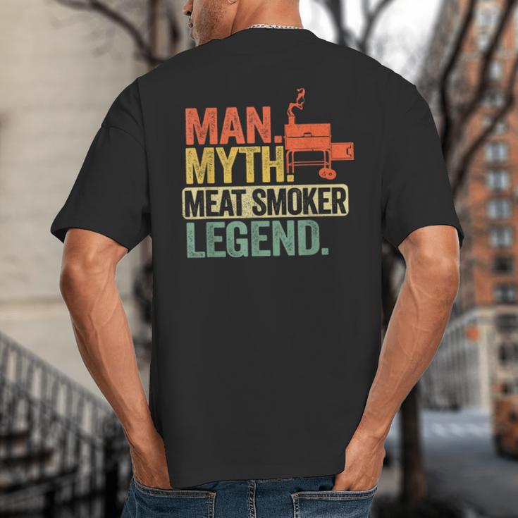 Man Myth Meat Smoker Legend Dad Grillfather BBQ Meat Smoking Big And Tall Men's T-Shirt Back Print