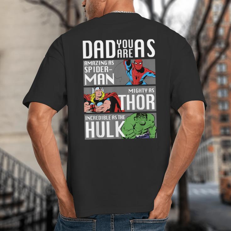 Marvel Father's Day Spider-Man Thor Hulk Dad Attributes Big And Tall Men's T-Shirt Back Print
