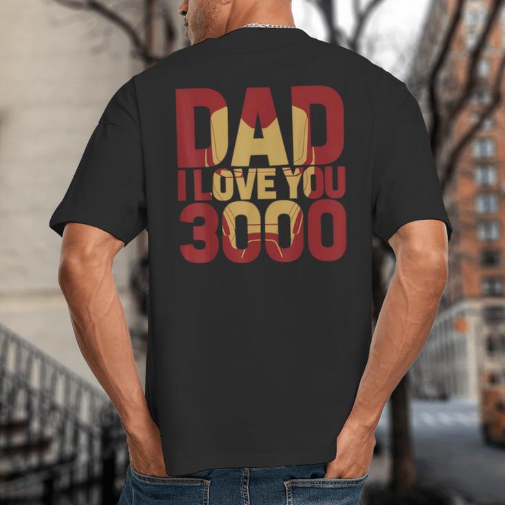 Marvel Iron Man Dad I Love You 3000 Text Fill Father's Day Small Big And Tall Men's T-Shirt Back Print
