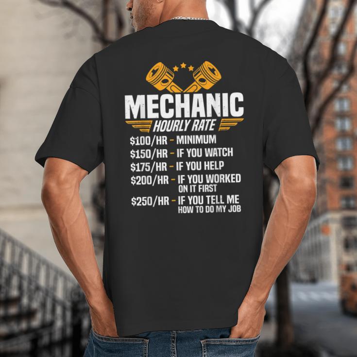Mechanic Men Dad Hourly Rate Car Auto Garage Mechanic Big And Tall Men's T-Shirt Back Print Mechanic Men Dad Hourly Rate Car Auto Garage Mechanic Big And Tall Men's T-Shirt Back Print