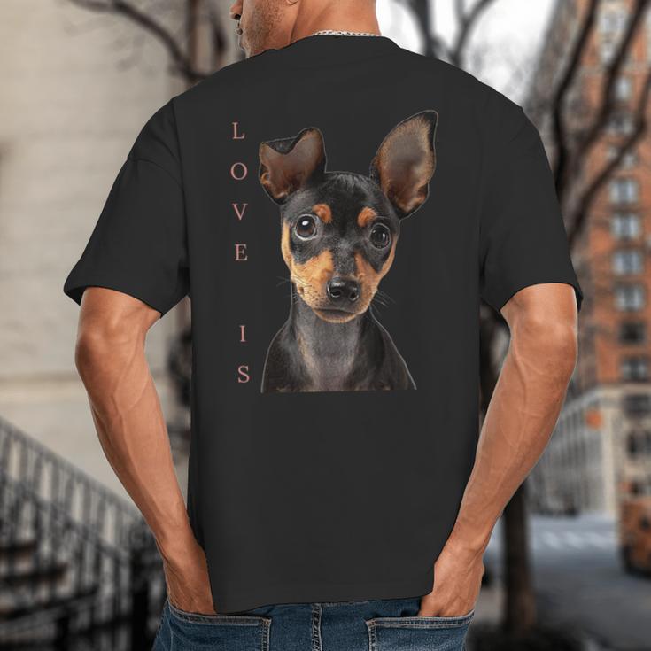Miniature Pinscher Shirt Dog Mom Dad Tshirt Love Puppy Pet Big And Tall Men's T-Shirt Back Print