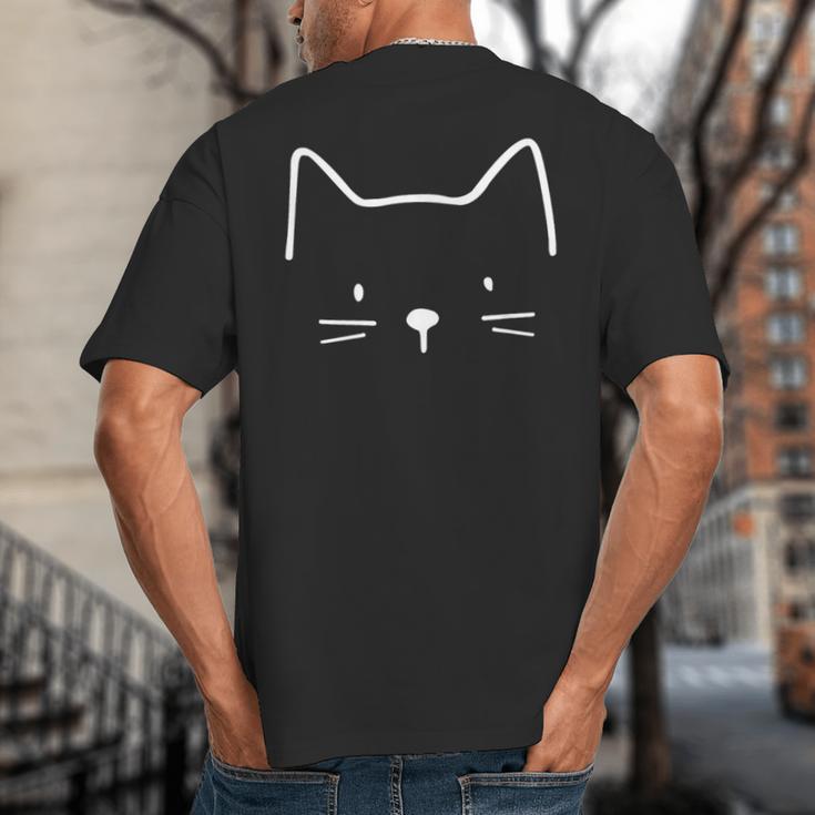 Minimalist Cat Mom Cat Dad Men Kids Women Cat Big And Tall Men's T-Shirt Back Print