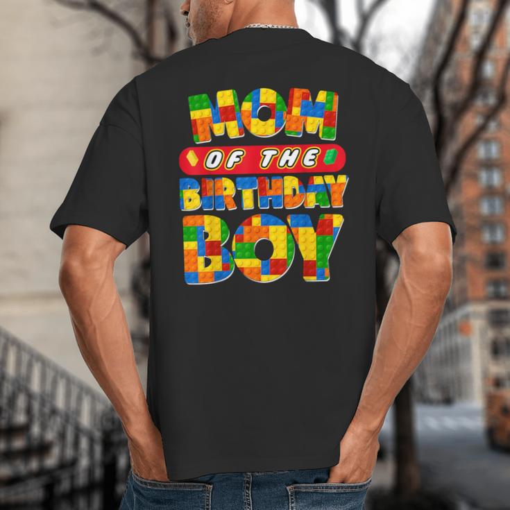 Mom And Dad Birthday Boy Building Bricks Family Party Decor Big And Tall Men's T-Shirt Back Print