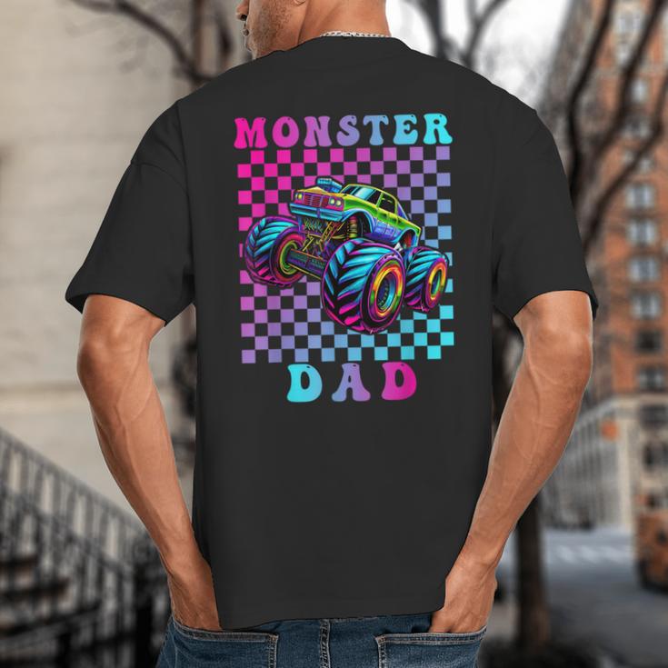 Monster Truck Dad Family Matching Shirt Truck Lovers Big And Tall Men's T-Shirt Back Print