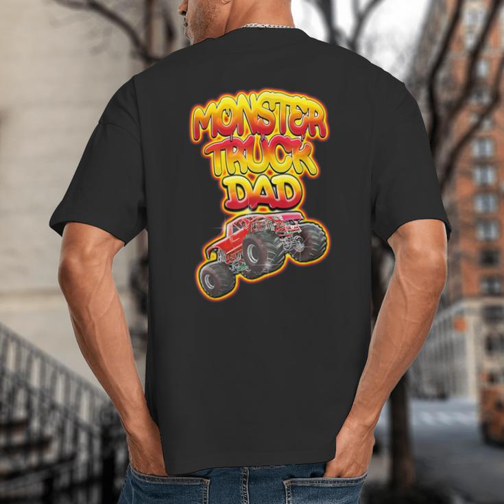 Monster Truck Dad Hot Red Graffiti Style Big And Tall Men's T-Shirt Back Print