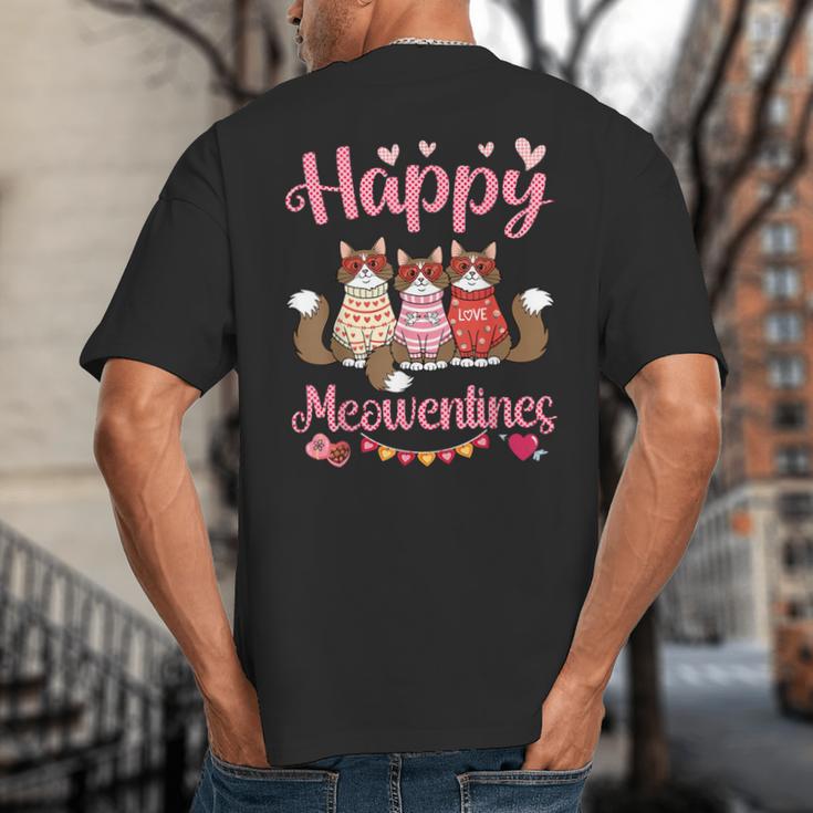 Norwegian Forest Cat Happy Meowentines Valentine Dad Mom Big And Tall Men's T-Shirt Back Print