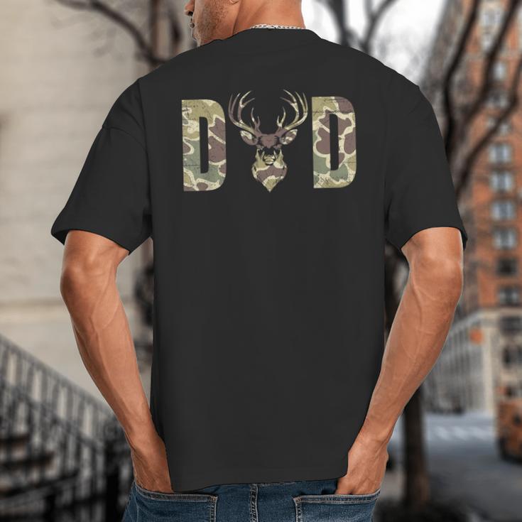 Old School Camo Dad Hunting Camouflage Deer Father's Day Big And Tall Men's T-Shirt Back Print