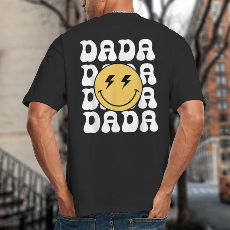 One Happy Family Birthday Matching Apparel Dada One Happy Dude Birthday Theme Family Matching Adult Child Short Sleeve Crew Neck Classic Fit Polyester 50 Cotton 50 Big And Tall Men's T-Shirt Back Print