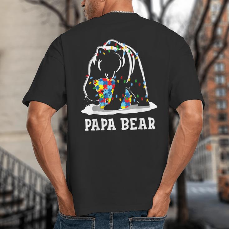 Papa Bear Autism Awareness Autism Matching Family Dad Big And Tall Men's T-Shirt Back Print