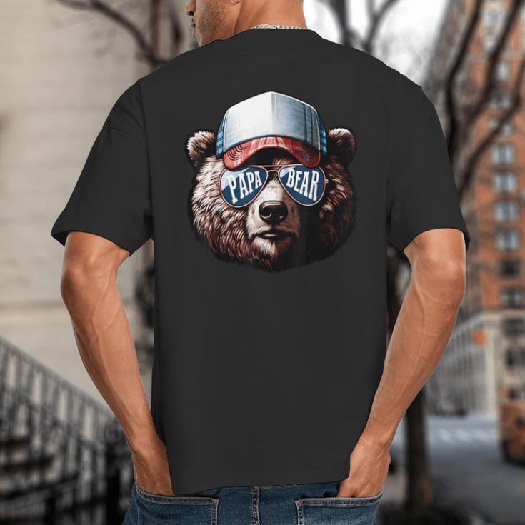 Papa Bear Face Cool Dad Style Retro Fathers Day Daddy Bear Big And Tall Men's T-Shirt Back Print