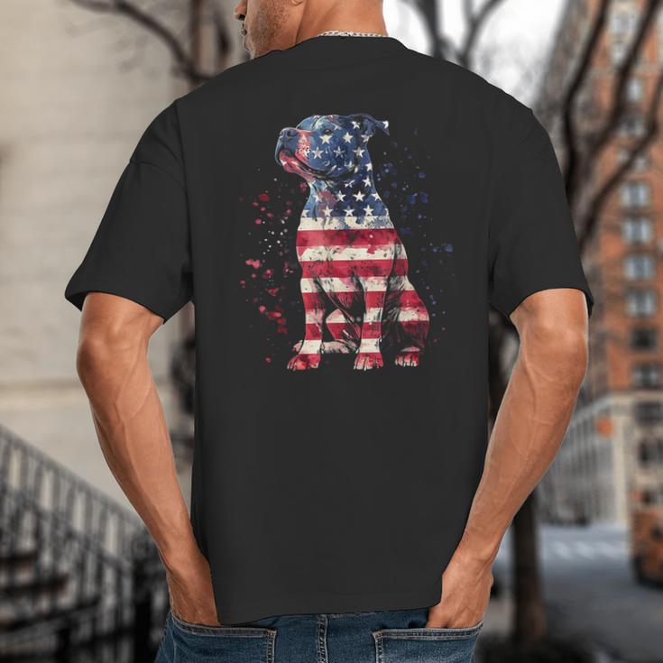 Patriotic Pitbull American Flag 4th Of July Dog Pitbull Dad Big And Tall Men's T-Shirt Back Print
