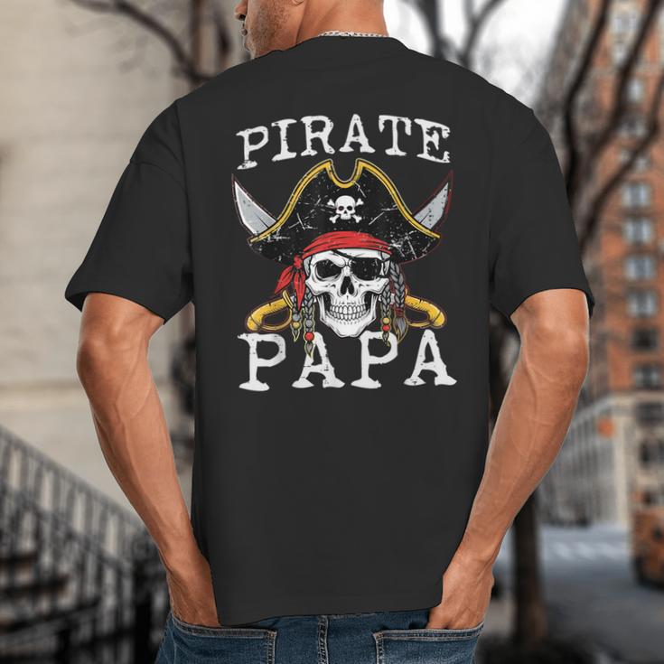 Pirate Papa Skull Family Matching Costume Dad Grandpa Men Big And Tall Men's T-Shirt Back Print Pirate Papa Skull Family Matching Costume Dad Grandpa Men Big And Tall Men's T-Shirt Back Print