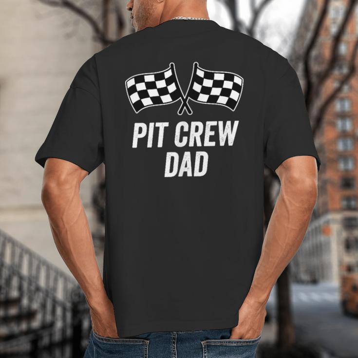Pit Crew Dad Checkered Flag Hosting Race Car Birthday Partie Big And Tall Men's T-Shirt Back Print