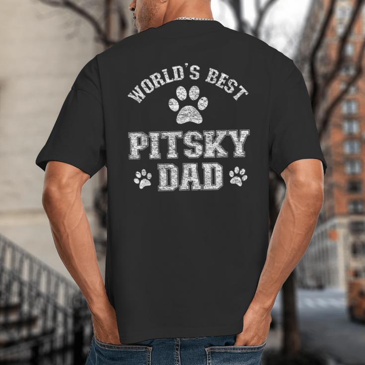 Pitsky Dog Dad World's Best Pitsky Daddy Men Women Girls Kids Big And Tall Men's T-Shirt Back Print