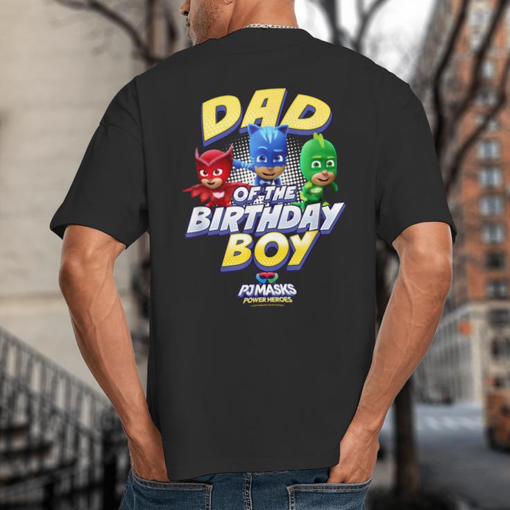 PJ Masks Group Shot Dad Of The Birthday Boy Logo Big And Tall Men's T-Shirt Back Print