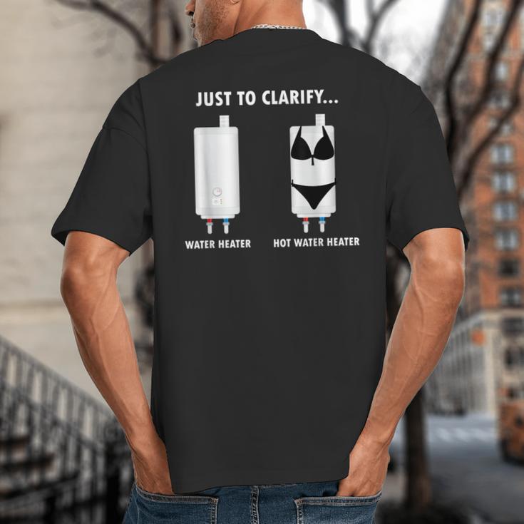 Plumber Hot Water Heater Plumbing Dad Joke Big And Tall Men's T-Shirt Back Print