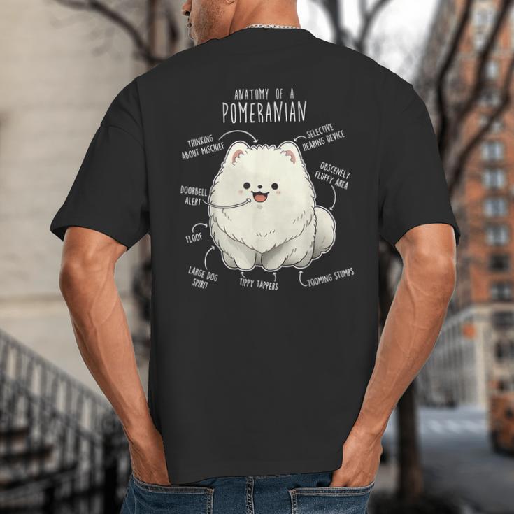 Pomeranian Anatomy Cute Pet Pom Mom Dog Dad For Men Women Girls Kids Big And Tall Men's T-Shirt Back Print
