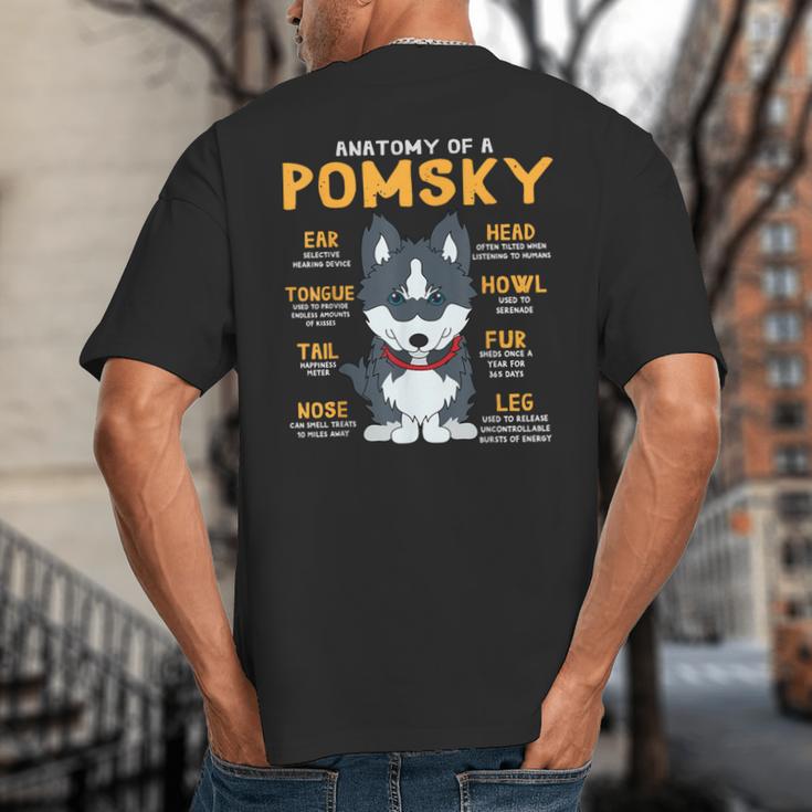 Pomsky Anatomy Dog Mom Dad Big And Tall Men's T-Shirt Back Print