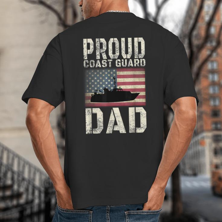 Proud Coast Guard Dad USCG American Flag T-Shirt Big And Tall Men's T-Shirt Back Print