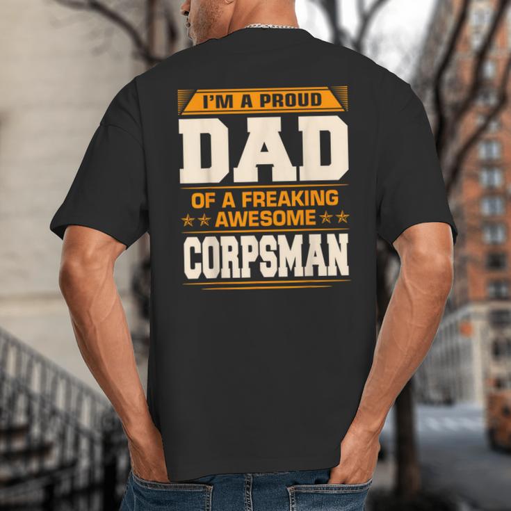 Proud Dad Of Awesome Corpsman Father's Day Big And Tall Men's T-Shirt Back Print