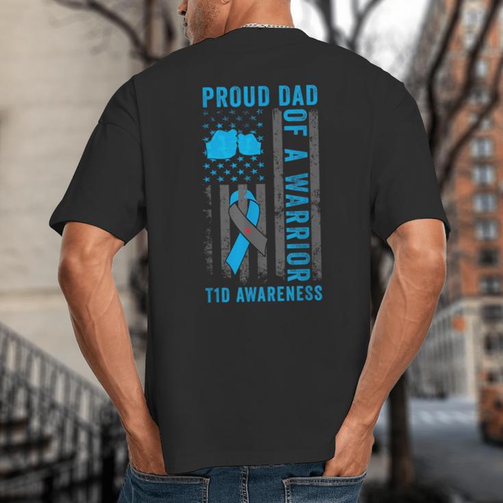 Proud Dad Of A T1D Warrior Type 1 Diabetes Awareness Big And Tall Men's T-Shirt Back Print Proud Dad Of A T1D Warrior Type 1 Diabetes Awareness Big And Tall Men's T-Shirt Back Print