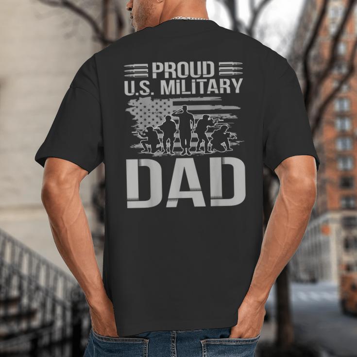 Proud Us Military Dad Father's Day For Dad Grandpa Veteran Big And Tall Men's T-Shirt Back Print