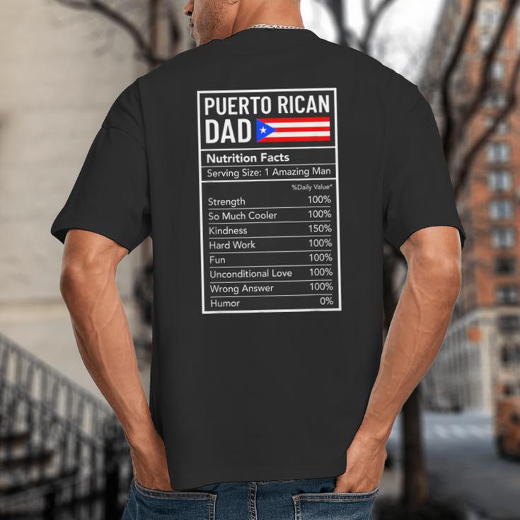 Puerto Rican Dad Nutrition Facts Pride Father's Day Big And Tall Men's T-Shirt Back Print