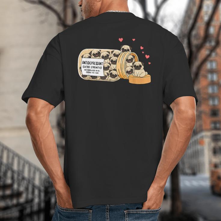 Pug Anti Depressant Mom Dad Kids Big And Tall Men's T-Shirt Back Print