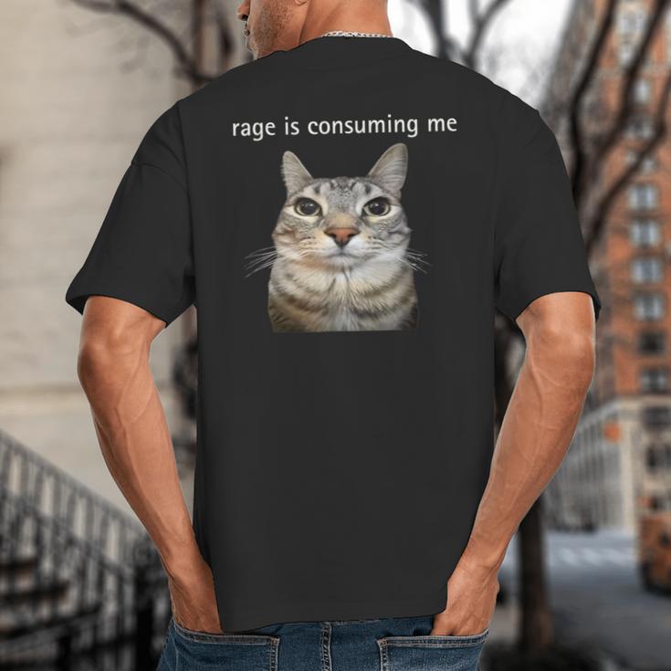Rage Is Consuming Me Silly Staring Cat Meme Dad Mom Big And Tall Men's T-Shirt Back Print
