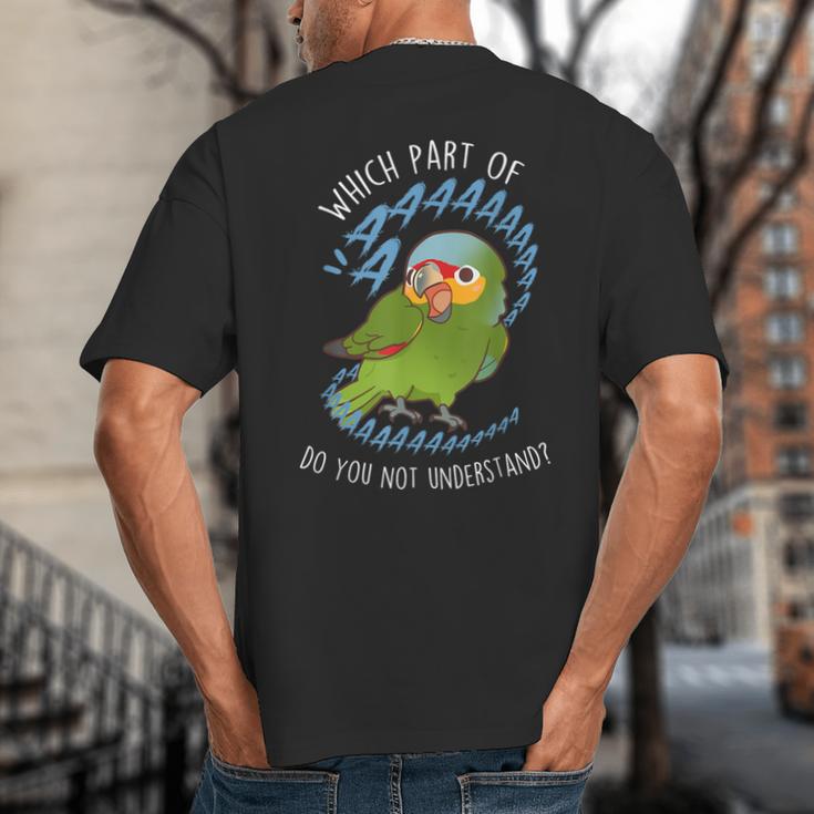 Red-Lored Amazon Parrot Aaaa Cute Pet Bird Mom Dad Big And Tall Men's T-Shirt Back Print