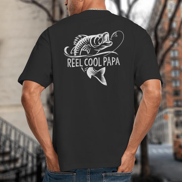 Reel Cool Papa Fishing Dad Father's Day Fisherman Fish Big And Tall Men's T-Shirt Back Print