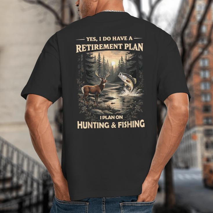 Retirement Plan On Hunting & Fishing Fisherman Hunter Dad Big And Tall Men's T-Shirt Back Print Retirement Plan On Hunting & Fishing Fisherman Hunter Dad Big And Tall Men's T-Shirt Back Print