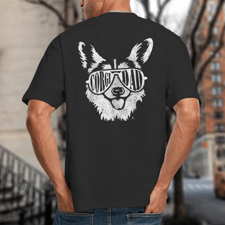 Retro Corgi Dad Dog Owner Pet Welsh Corgi Fathers Day Big And Tall Men's T-Shirt Back Print